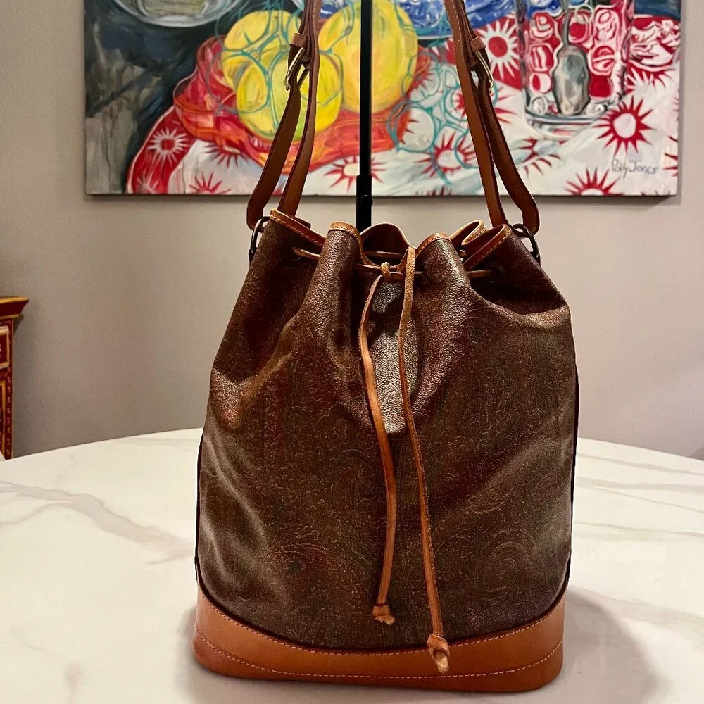 Etro Paisley Drawstring Bucket Bag + Key Case - Picture 2 of 15